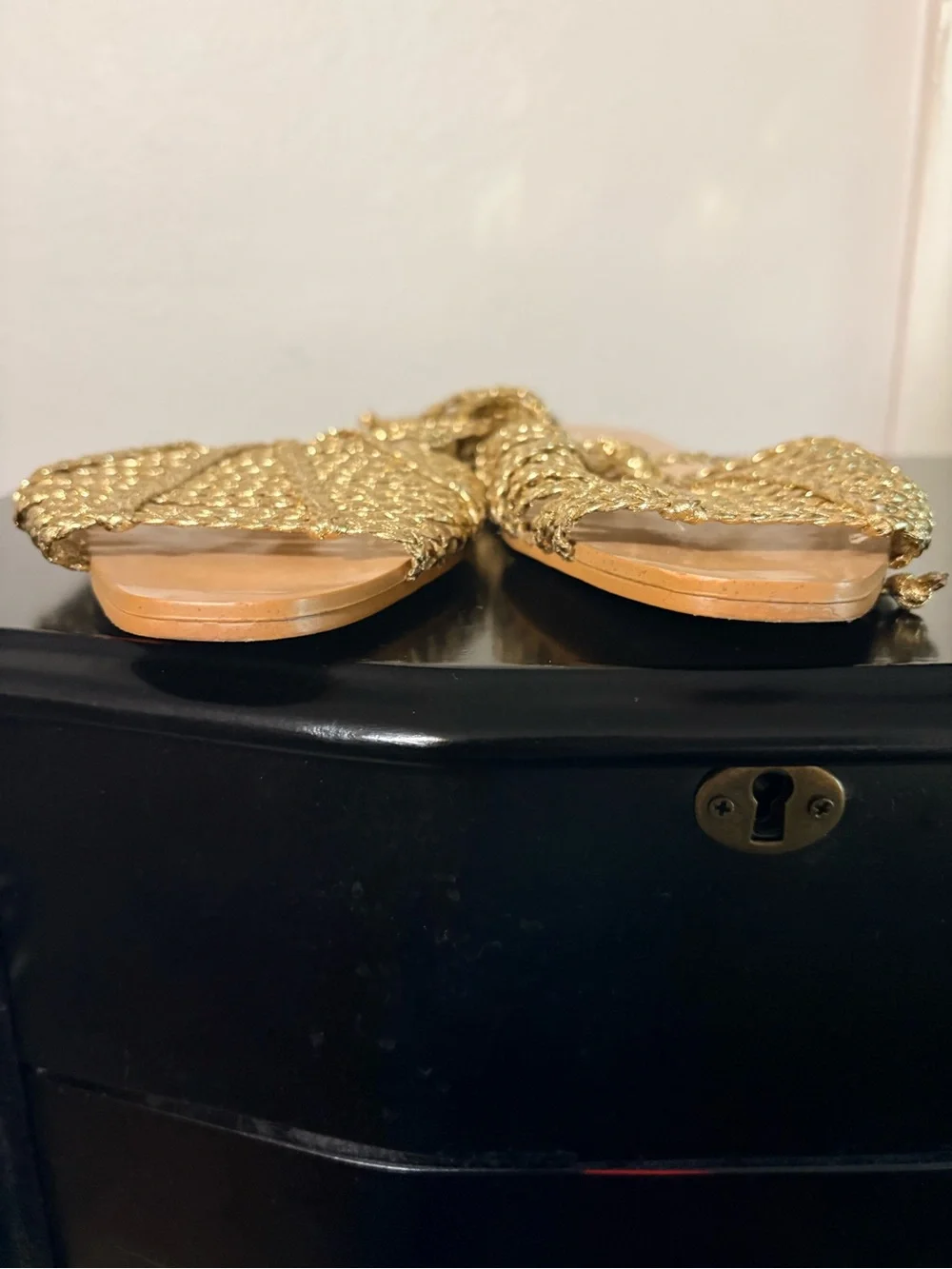 ZARA Gold Braided Strappy Flat Sandal - Women SZ 40 - Picture 5 of 7